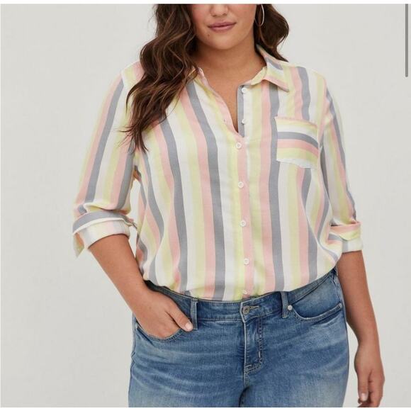 torrid Tops - Torrid Pastel Multicolored Striped Blouse Size 3